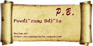 Povázsay Béla névjegykártya
